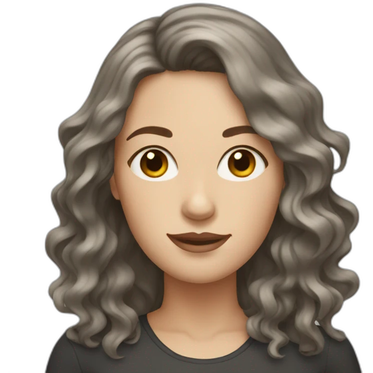 white woman with wavy dark brown hair emoji