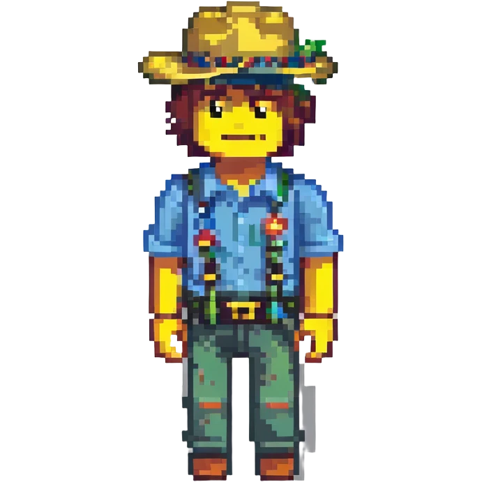roblox character, wearing a hat, smiling, classic style emoji