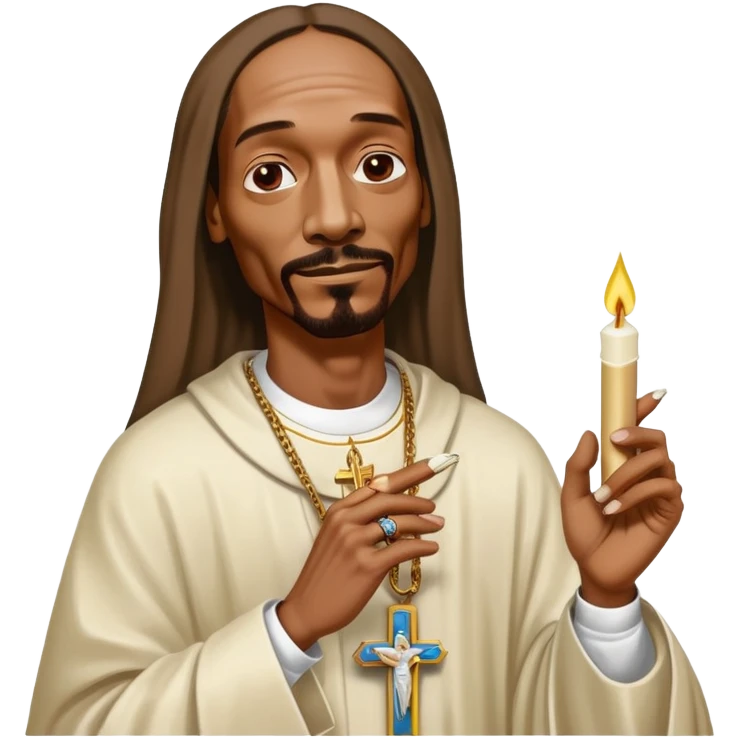 Virgin Mary style Snoop Dogg portrait holding a blunt in left and right hand emoji