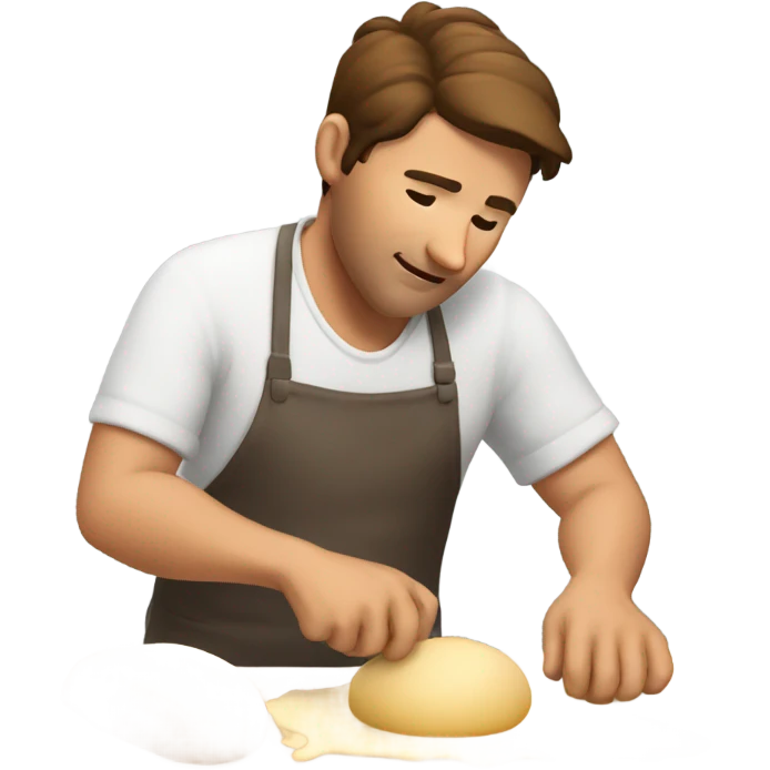 Brown hair male making bread emoji