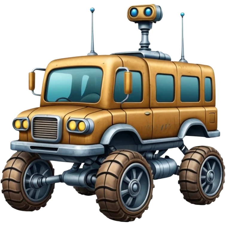  antique tall truck robotic twenty passenger comfort Mars alien rover Scooby Doo Mystery Machine  emoji