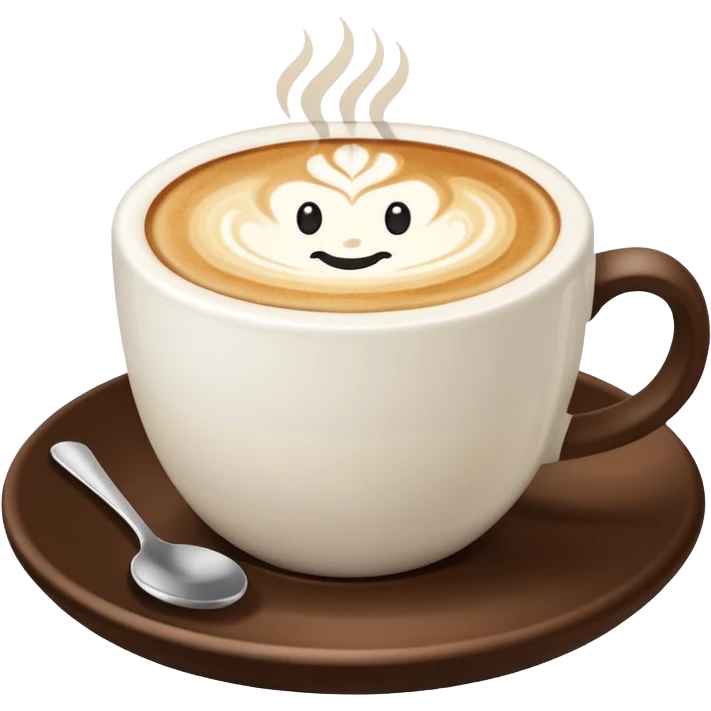 a flat white coffee without a face in a clean white coffee mug witout anyhing on it. there is latte art in the coffee emoji