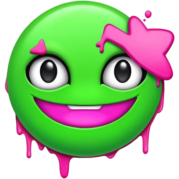 Green and pink graffiti emoji