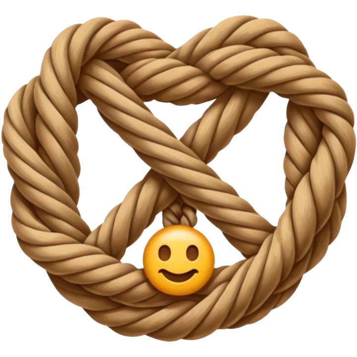 A realistic yet cute rope knot emoji, tied perfectly, symbolizing sailing skills. Vector emoji design, warm tones, clean white background. emoji