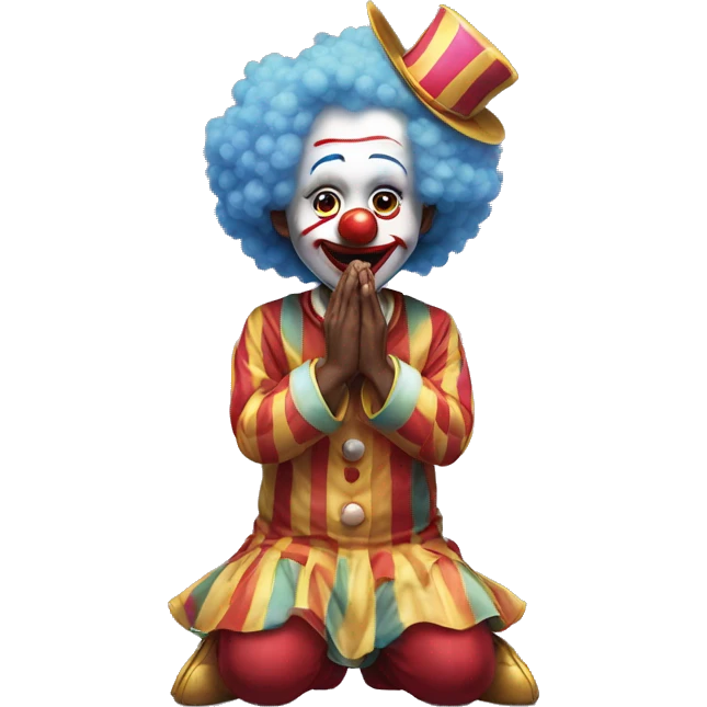 Clown bowing down and kneeling in worship and praying  emoji