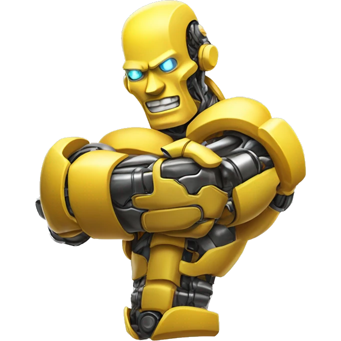 Flexing yellow mechanical cyborg bicep and arm emoji