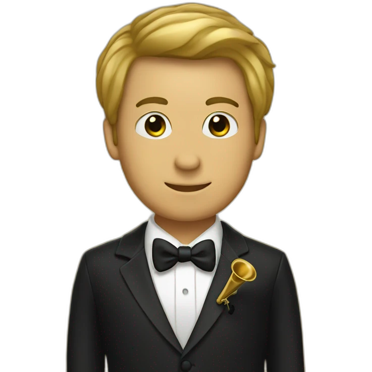 Trombone player in a tuxedo emoji