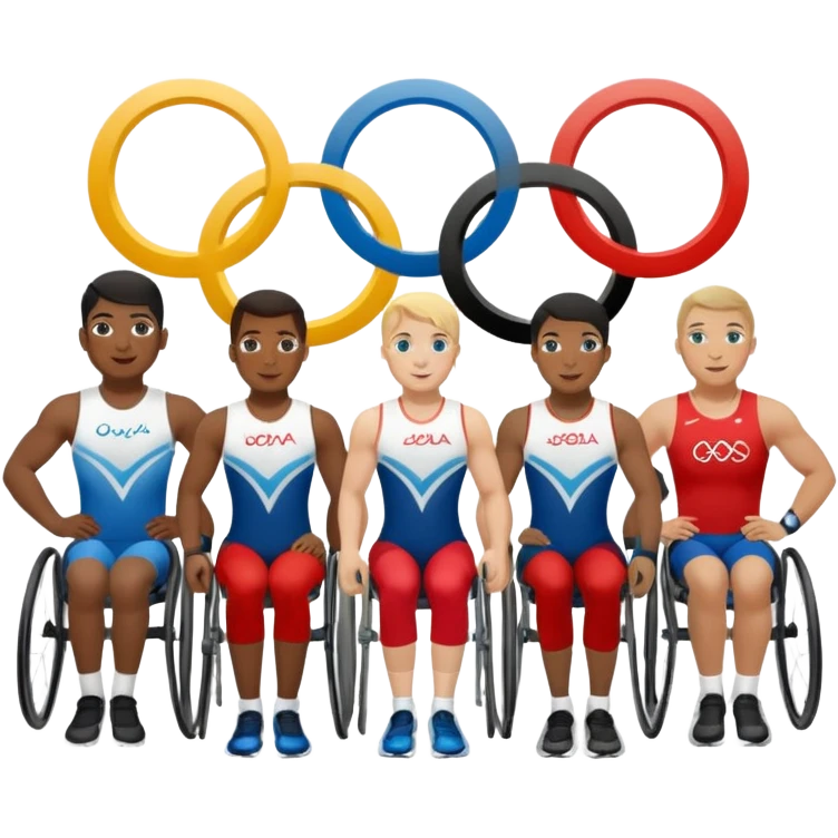 paralympic games avec des athletes disable avec les anneaux emoji