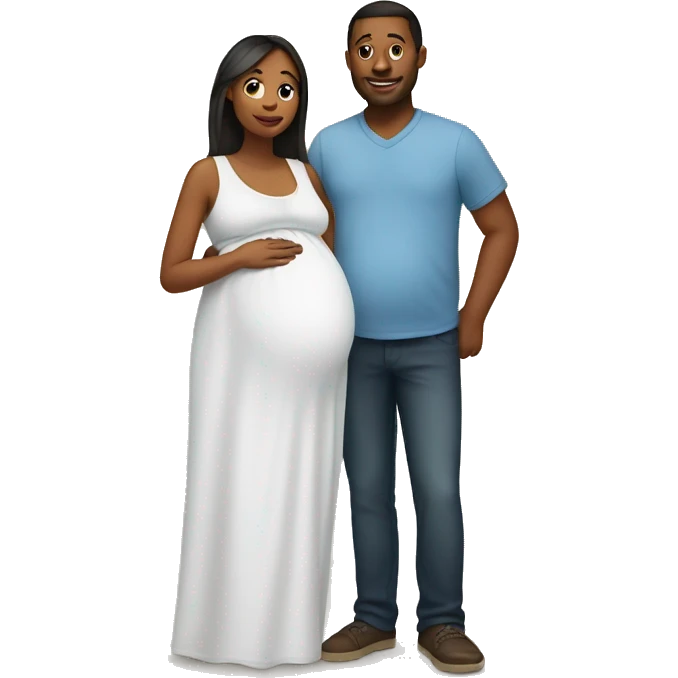 A pregnant woman with her husband  emoji
