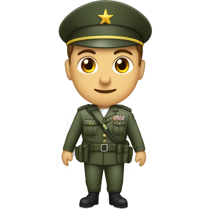 Militar careca com cara de bravo emoji