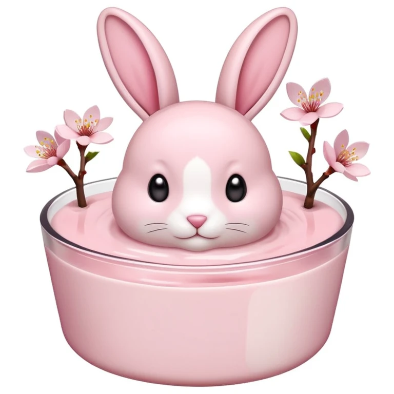 Sakura pudding shaped like a rabbit with cherry blossom accent emoji