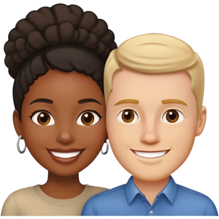 Black woman white man couple emoji