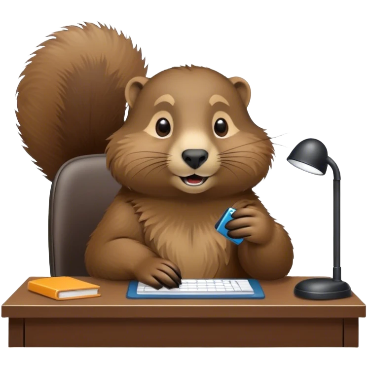 a marmot working at a helpline at a desk emoji