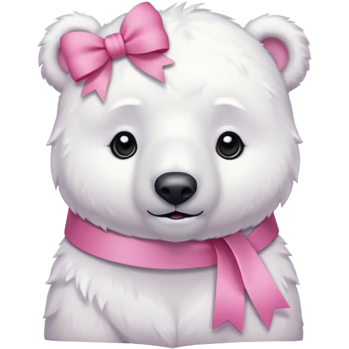 white polar bear with pink ribbon emoji