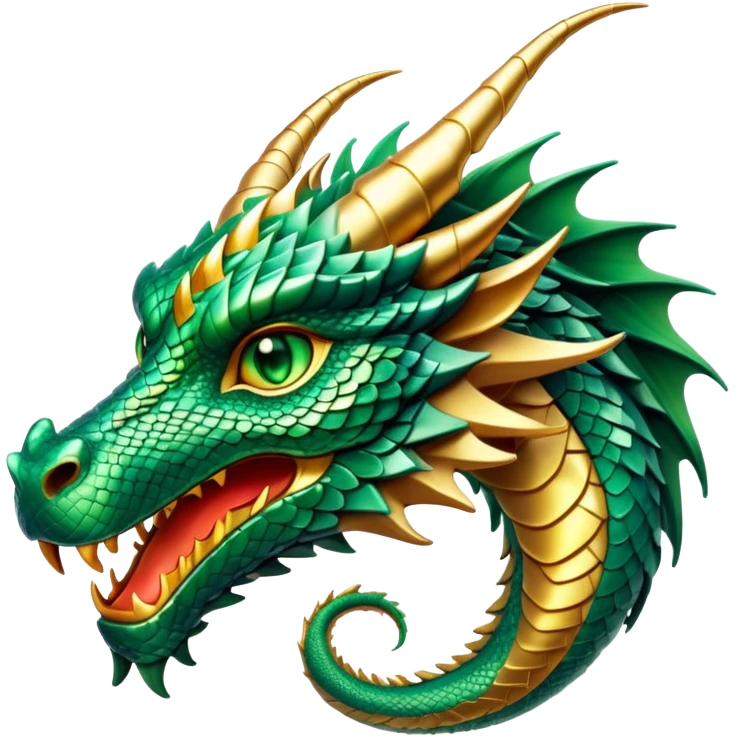 cinematic-noble-dragon-portrait-emoji,-poised-and-majestic,-with-a-sinuous,-elongated-body-covered-in-intricately-detailed,-shimmering-scales-in-hues-of-emerald-and-gold,-and-piercing,-fiery-eyes-that-reflect-ancient-wisdom; emoji