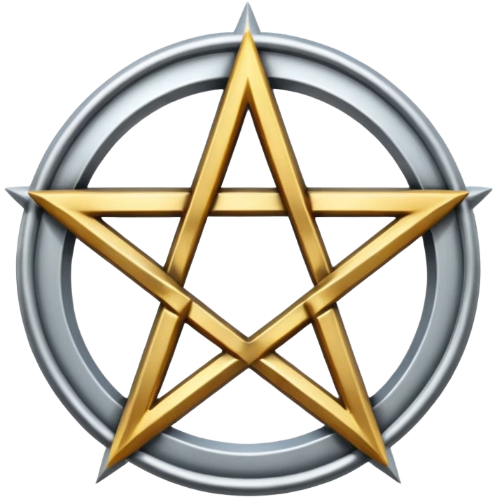 Silver pentacle with element signs emoji