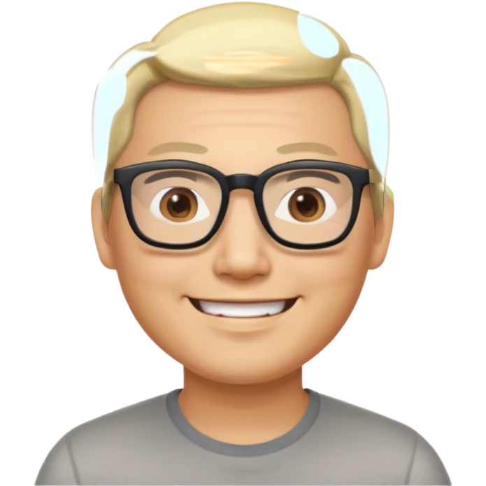 35-year-old Asian man consultant, smiling eyes, short blond hair slicked back, big glasses emoji