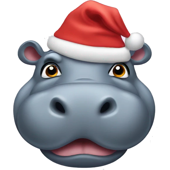 Hippo wearing a Christmas hat emoji