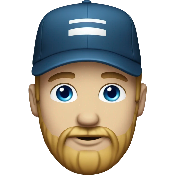 White  man cap with beard and blue eyes emoji