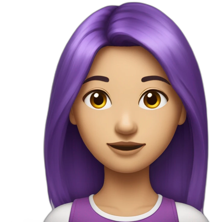 Fille au cheveux violets mi-long qui se tient debout droite en entier  emoji