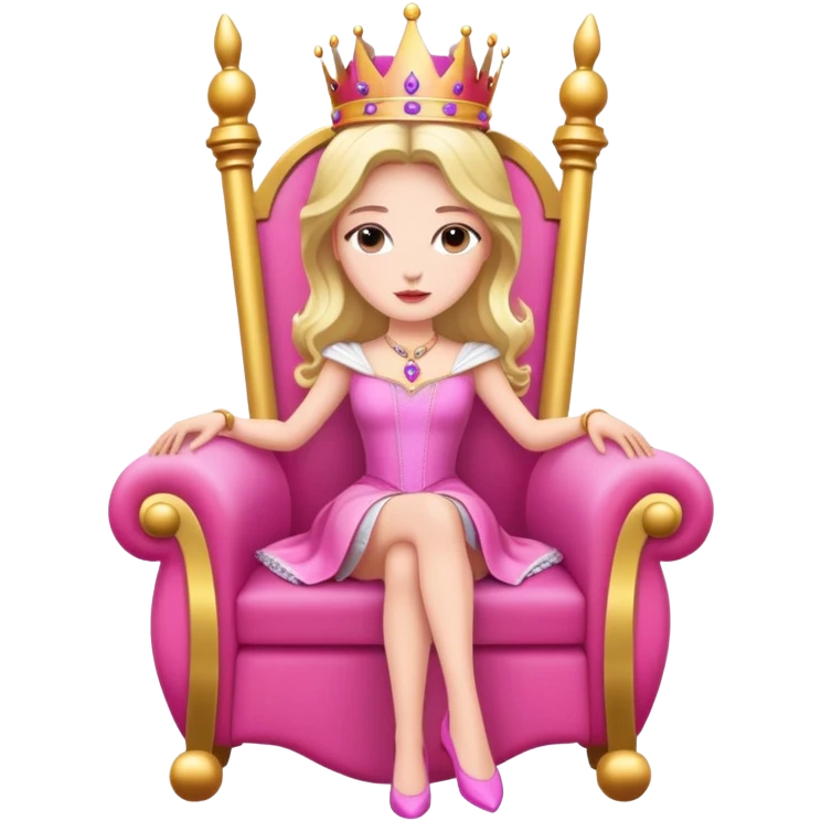pretty queen sitting on pink throne emoji