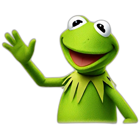 Kermit the frog waving hand or saying hello emoji