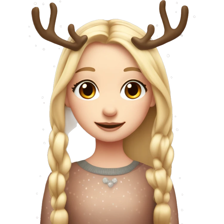blonde reindeer girl long straight hair and antlers with cute dots and blush emoji