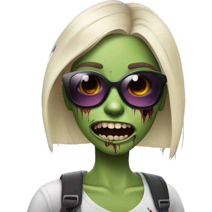 Zombie Girl in sunglasses makes a selfie emoji