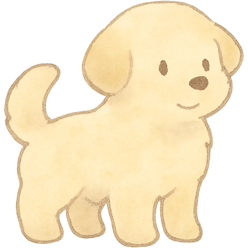 soft pastel puppy silhouette, Japanese hand-drawn kawaii style, full object emoji