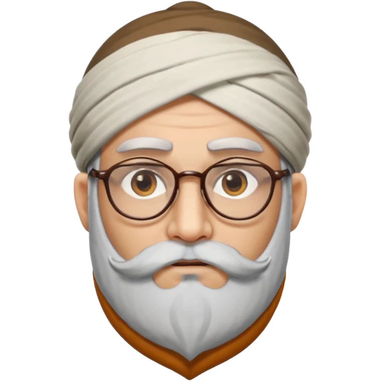 A kashmiri  criminal daku whose white face is somewhat triangular and  wears specs and has brown golden eyes with emoji