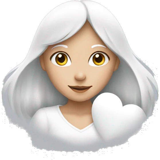 white colour heart with girl emoji
