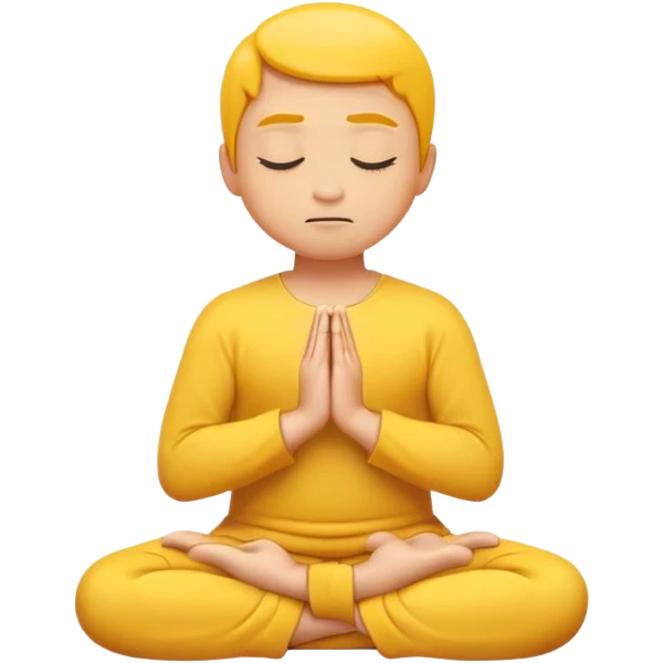classic yellow emoji meditating, eyes closed, hands resting on knees emoji
