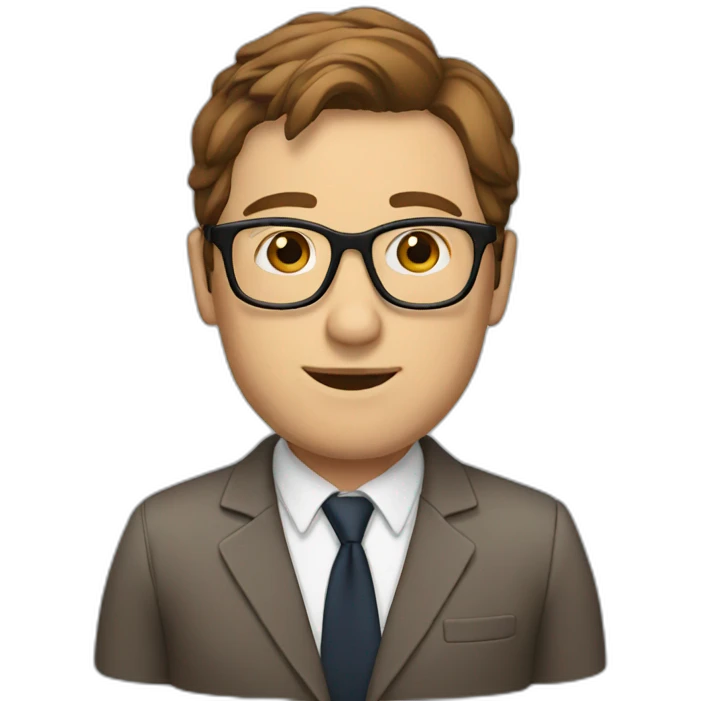 White consultant, brown hair, glasses emoji