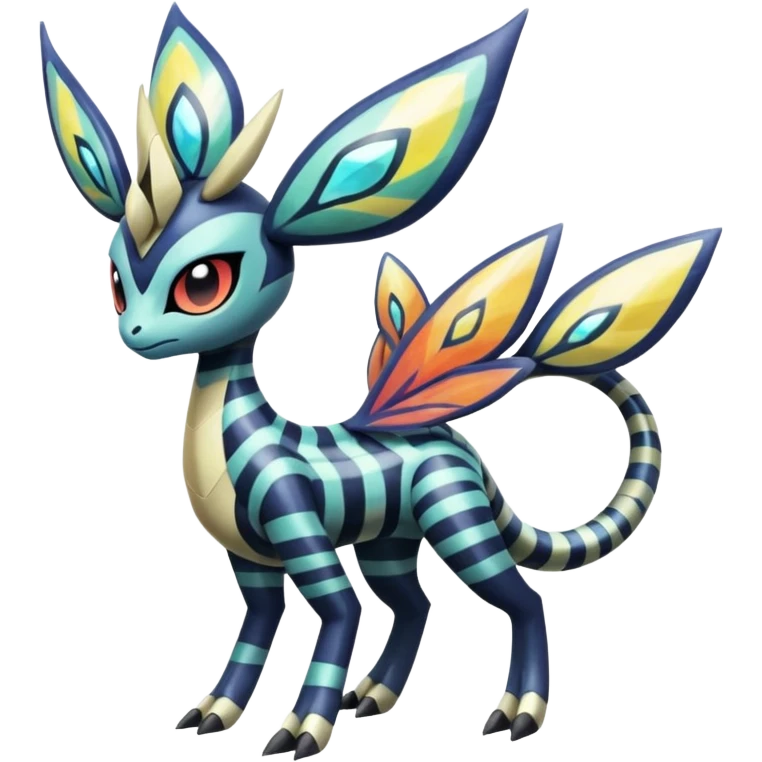 zig-zag-patterned tribal tropical hot spotted striped Meloetta-Dialga-Giratina-Noibat-Pokémon-Fakémon-fusion-hybrid-creature emoji