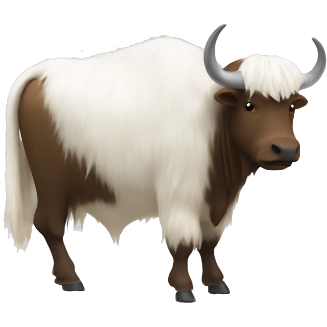Yak with flowing white fur and a saddle carryin supplies emoji