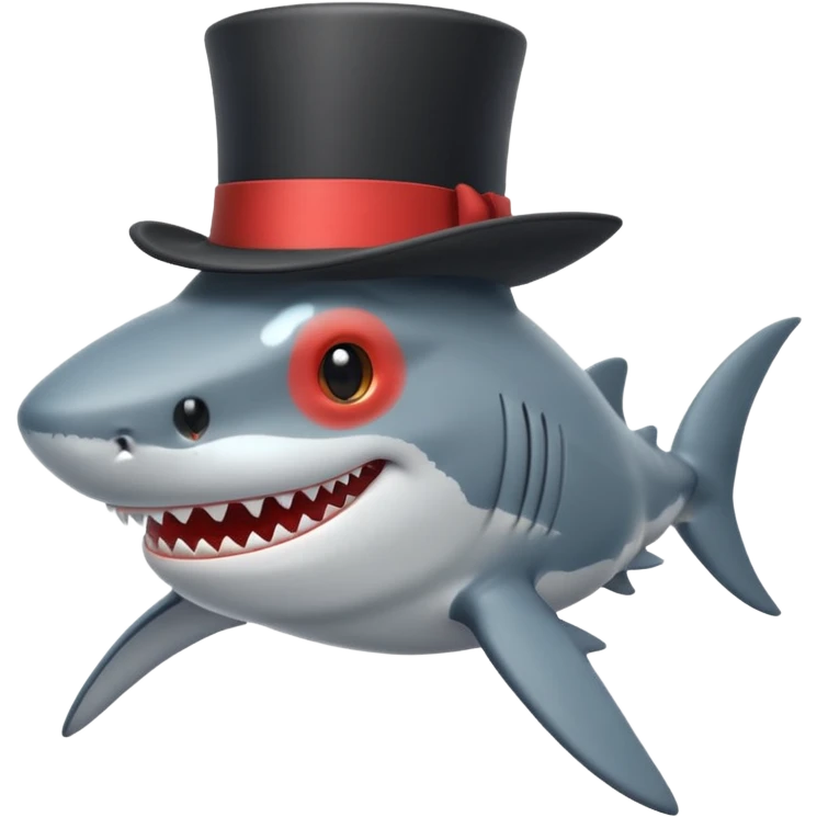 Shark with a top hat emoji