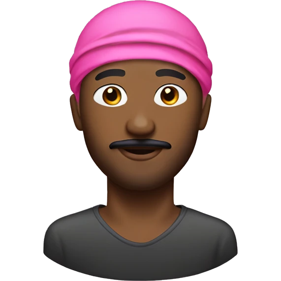 Black man with mustache and beard and pink durag  emoji