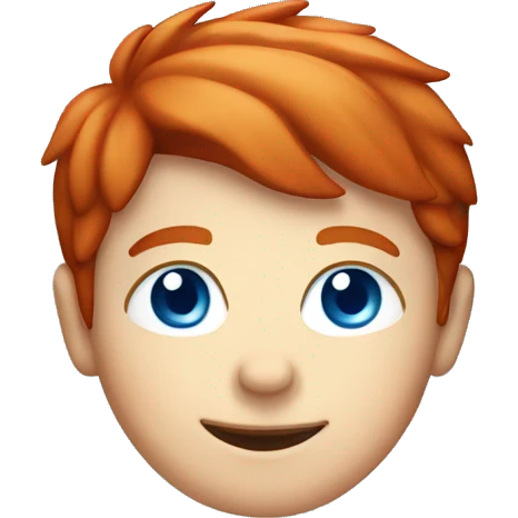Red haired boy with blue eyes smiling and Christmas hat  emoji