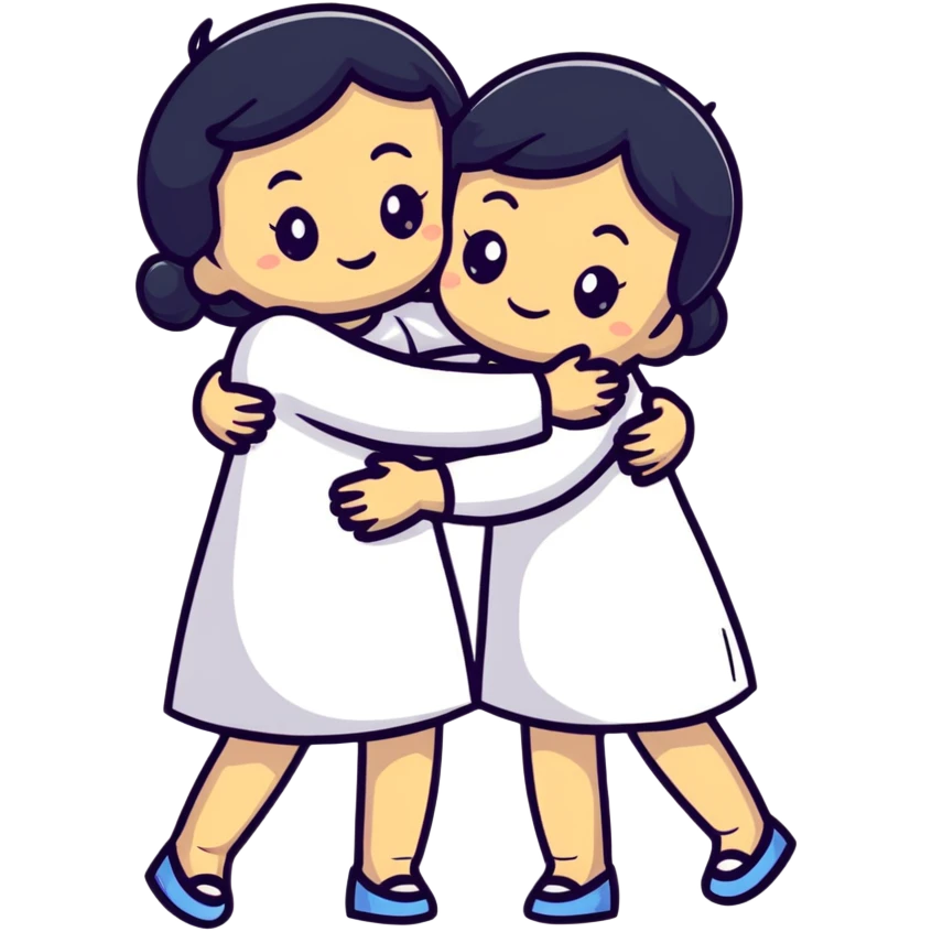 two sisters hugging each other emoji