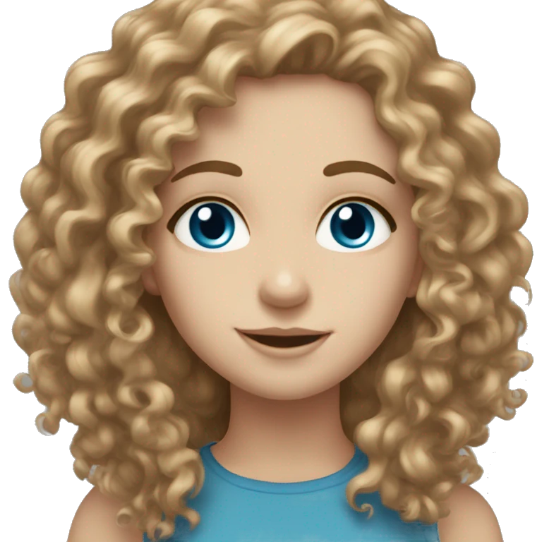 White girl curly light brown hair blue eyes emoji
