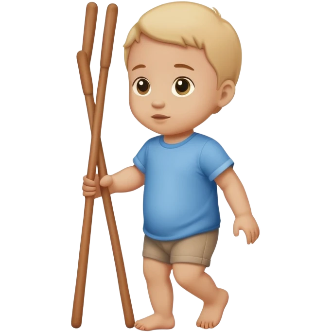 Baby walking through a pair of sticks emoji