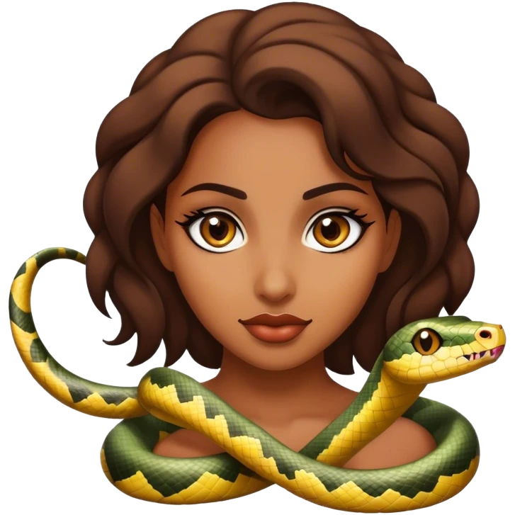 pretty brown girl with snake like eyes emoji