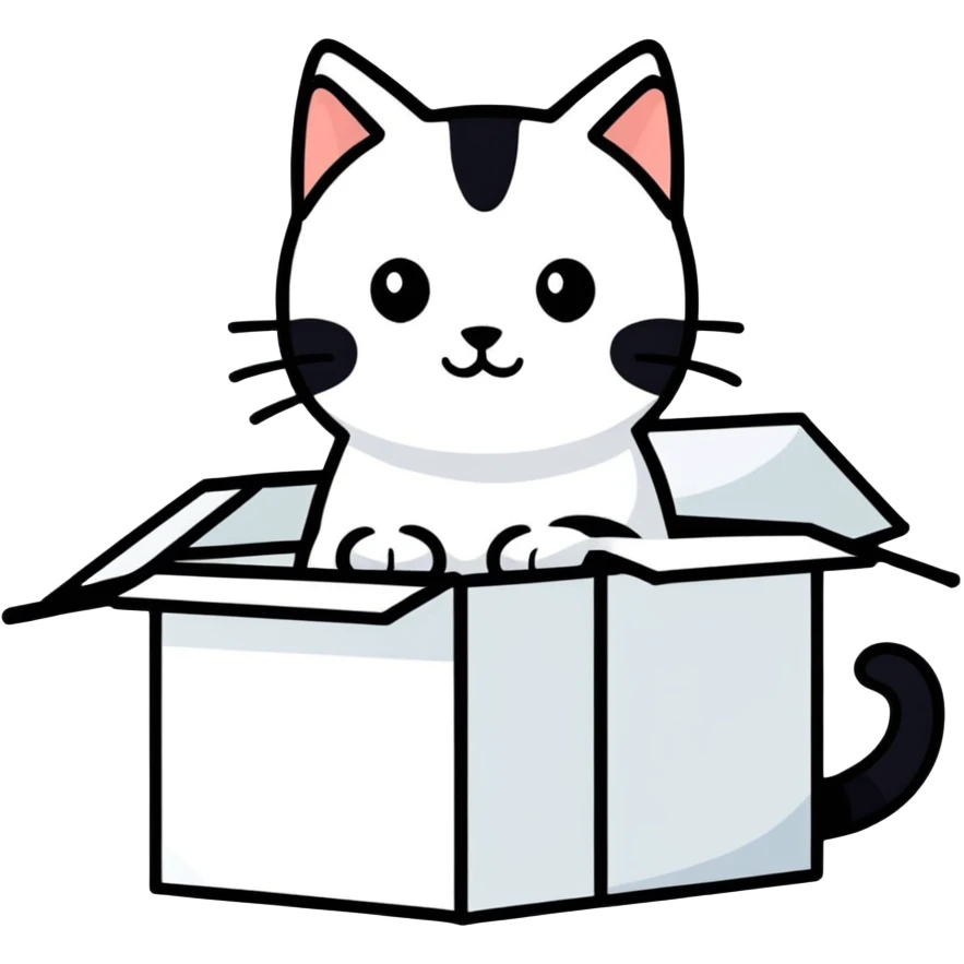 Black cat with white box emoji