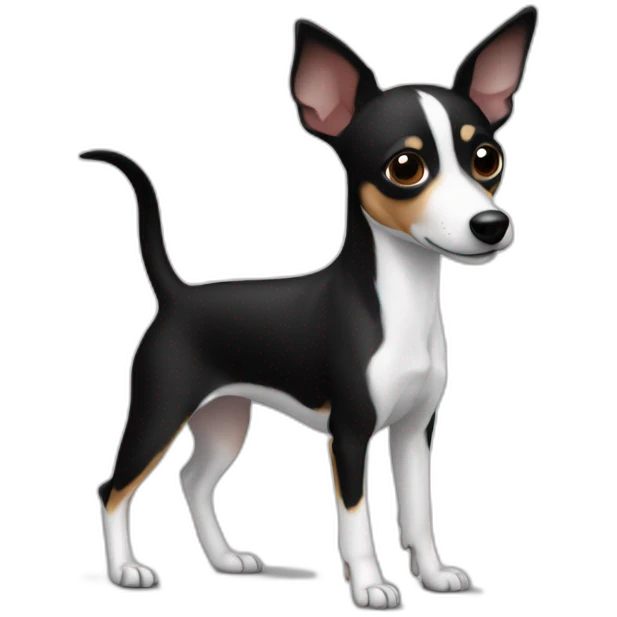rat terrier colored black and white, no brown, standing emoji