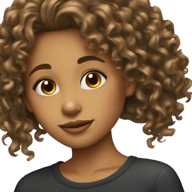 a girl emoji that is so beatiful with long curly hair black emoji