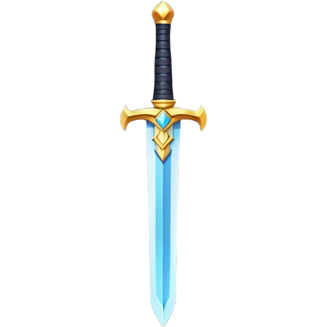 Clash of Clans aesthetic: Cinematic Playful Pixel 3D Sword Portrait Emoji, rendered in a 3D vector-style similar to standard emojis with minimal shading and bold, simplified shapes. A compact, distinct form with signature details, softly glowing with a pixelated adventure charm. Simplified yet unmistakably iconic, highly detailed and consistent, glowing with a soft radiance and high shine. Stylized with a touch of classic pixel-art charm and a soft glowing outline, capturing the essence of a beloved gaming relic with a friendly, playful manner! emoji