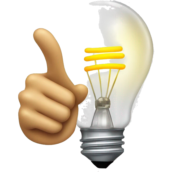 lightbulb and a pointing hand, symbolizing a helpful tip or recommendation emoji