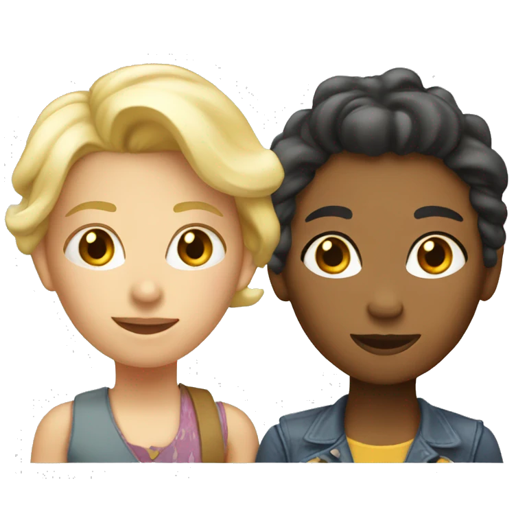 two lesbians: one is older, femme and blond. Another is younger  emoji