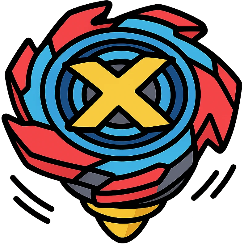 Beyblade X spinning top, metallic shine, action lines, toy illustration emoji