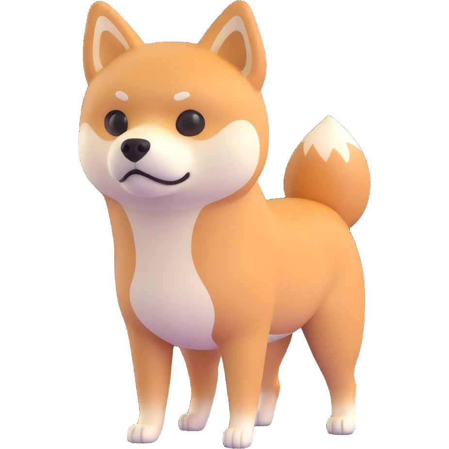shiba inu standing, sad emoji
